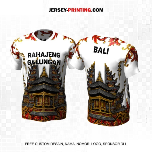 Jersey Kebudayaan Indonesia Rumah Adat Bali Putih Hitam Kuning Motif Batik Pura 13