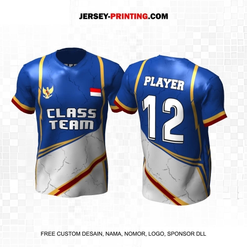 Jersey Kelas Biru Abu Gold Motif Abstrak 163