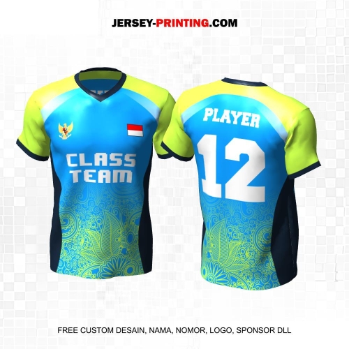 Jersey Kelas Biru Hijau Motif Batik 166