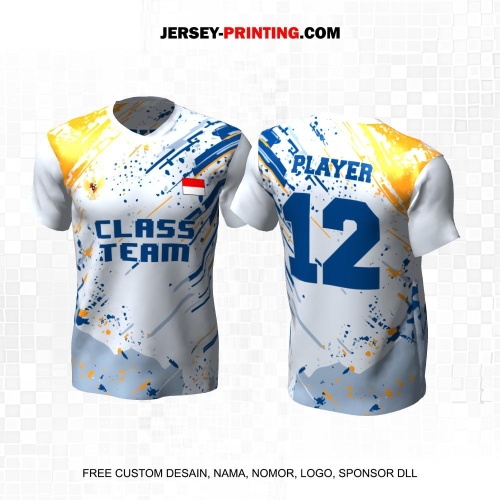 Jersey Kelas Biru Kuning Motif Abstrak 85