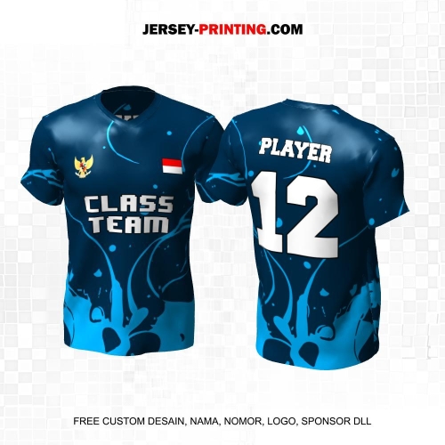 Jersey Kelas Biru Motif Abstrak 126