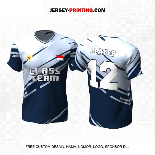 Jersey Kelas Biru Navy Motif Abstrak 115