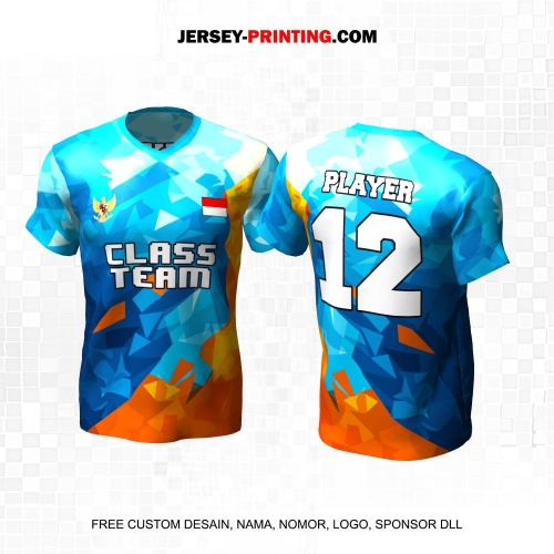 Jersey Kelas Biru Orange Motif Abstrak 35