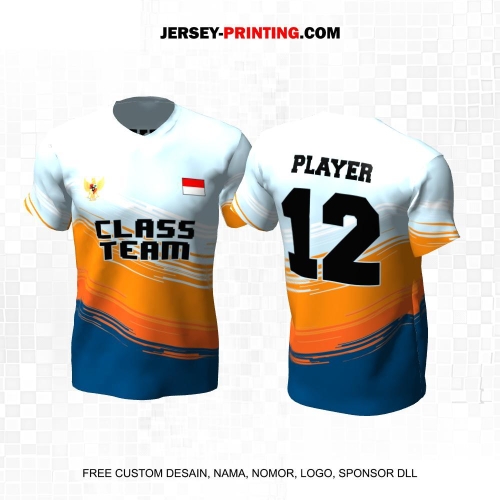 Jersey Kelas Biru Orange Motif Abstrak 62