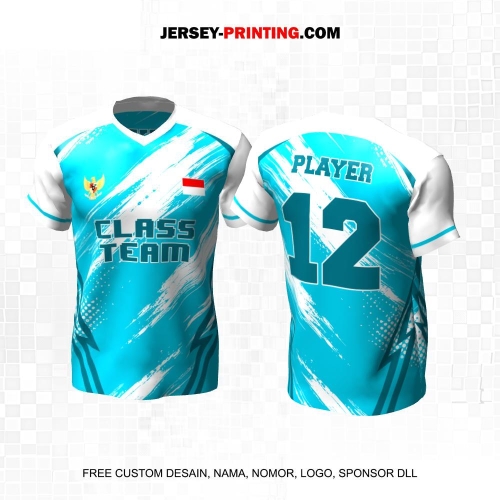 Jersey Kelas Biru Putih Motif Abstrak 206