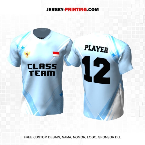 Jersey Kelas Biru Putih Motif Abstrak 213