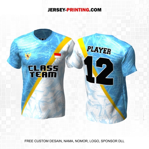 Jersey Kelas Biru Putih Motif Abstrak 45
