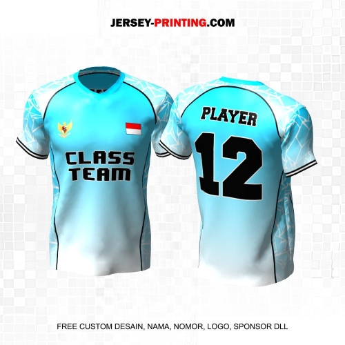 Jersey Kelas Biru Putih Motif Abstrak Retakan 132