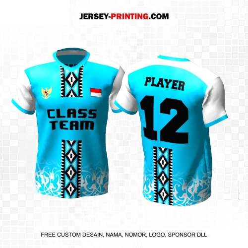 Jersey Kelas Biru Putih Motif Batik 152