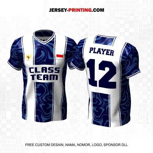 Jersey Kelas Biru Putih Motif Garis Liquid 120