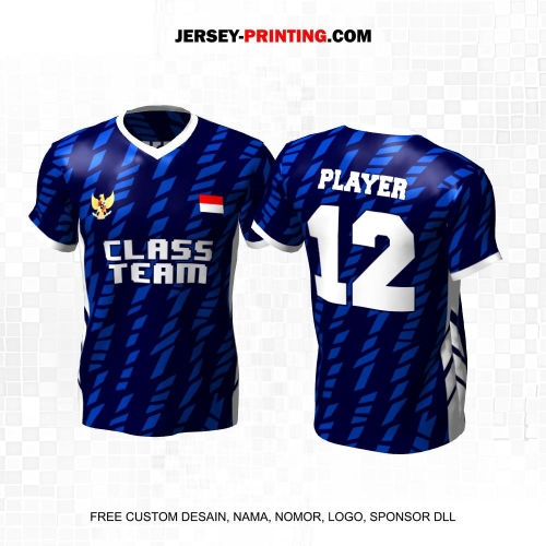 Jersey Kelas Biru Putih Motif Geometris 12
