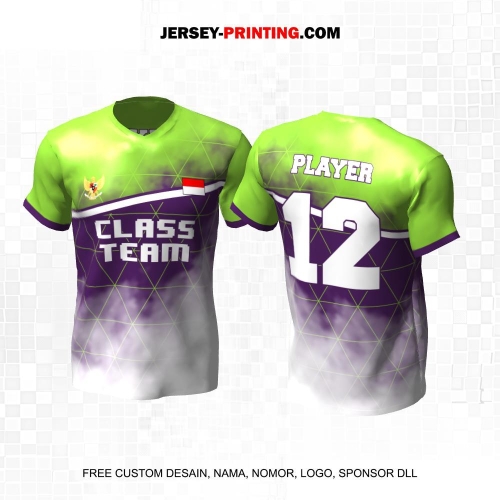 Jersey Kelas Hijau Ungu Motif Smoke Geometris 173