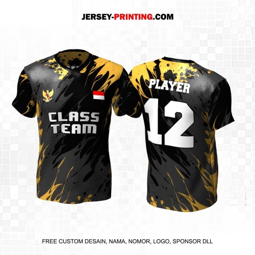 Jersey Kelas Hitam Abu Gold Motif Abstrak 124