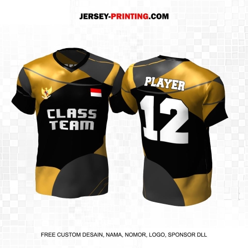Jersey Kelas Hitam Abu Gold Motif Abstrak 125