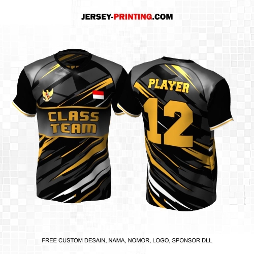Jersey Kelas Hitam Abu Gold Motif Abstrak 168