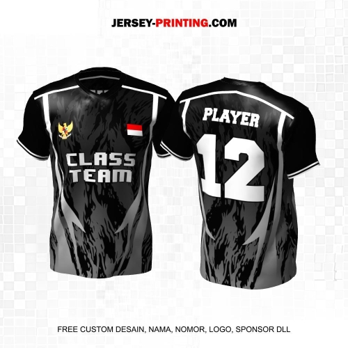 Jersey Kelas Hitam Abu Motif Abstrak 144