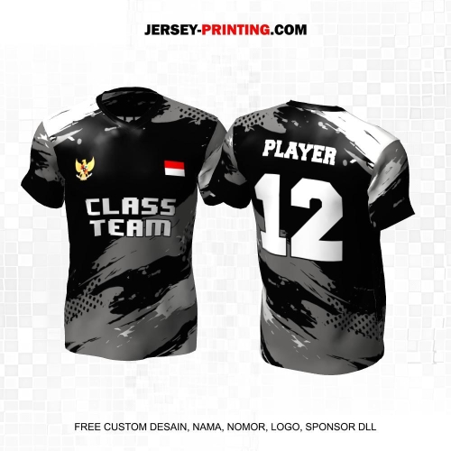 Jersey Kelas Hitam Abu Motif Abstrak 204