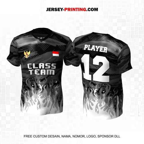 Jersey Kelas Hitam Abu Motif Abstrak Api 46