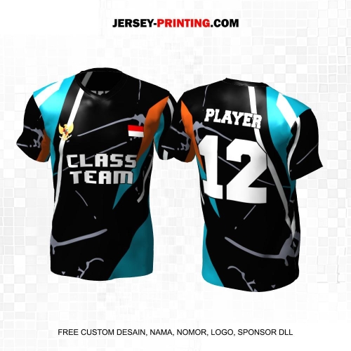 Jersey Kelas Hitam Abu Tosca Orange Motif Abstrak 160