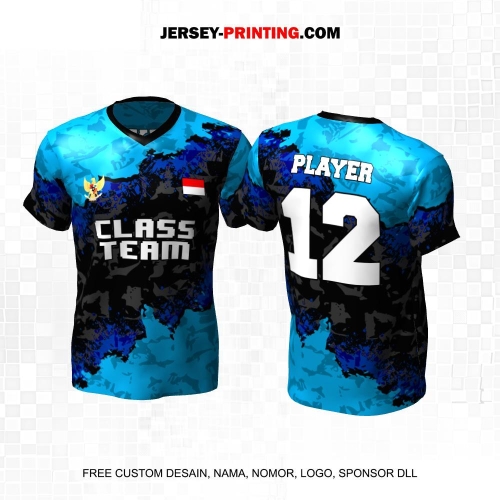 Jersey Kelas Hitam Biru Motif Abstrak 22