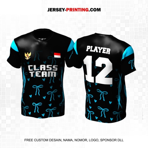 Jersey Kelas Hitam Biru Motif Pita Coquette 09