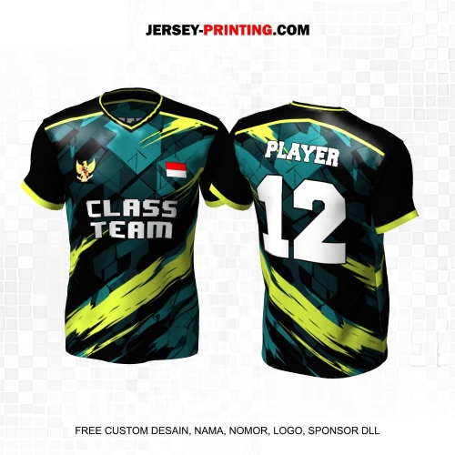 Jersey Kelas Hitam Hijau Motif Abstrak 169