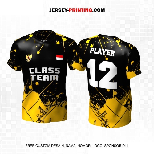 Jersey Kelas Hitam Kuning Motif Abstrak 84
