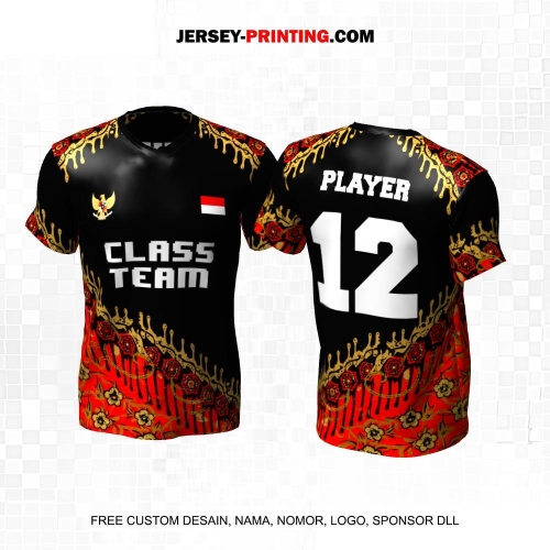 Jersey Kelas Hitam Merah Gold Motif Batik 181