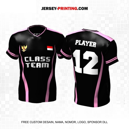 Jersey Kelas Hitam Pink Motif Garis 67