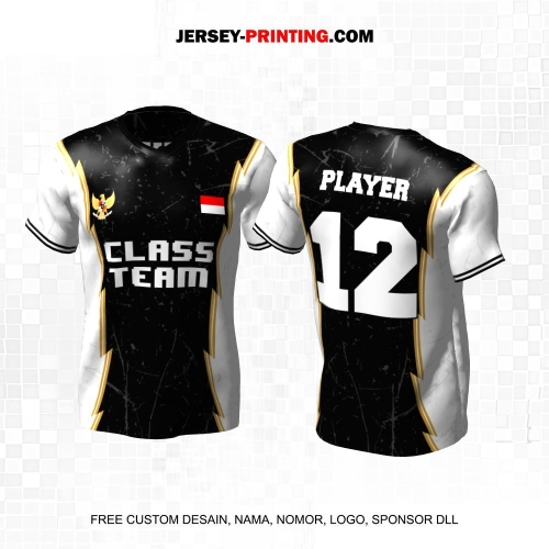 Jersey Kelas Hitam Putih Gold Motif Abstrak 137