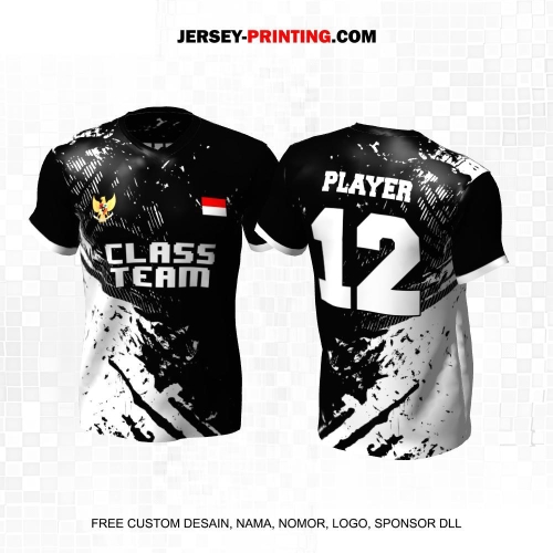 Jersey Kelas Hitam Putih Motif Abstrak 49