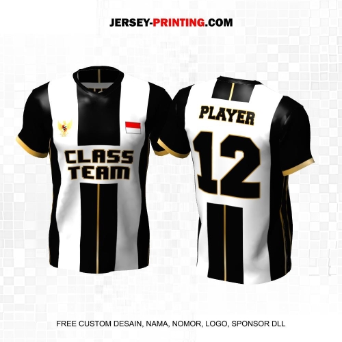 Jersey Kelas Hitam Putih Motif Garis 139