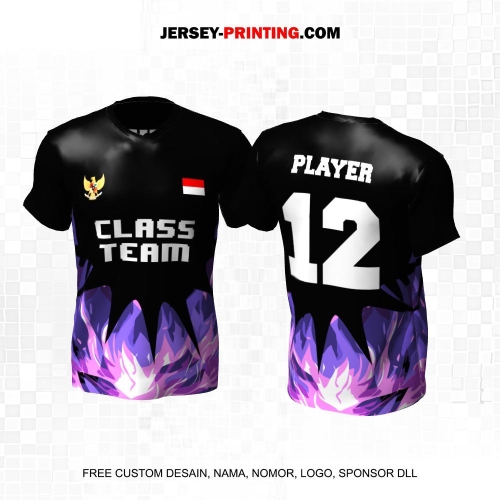 Jersey Kelas Hitam Ungu Motif Abstrak 86