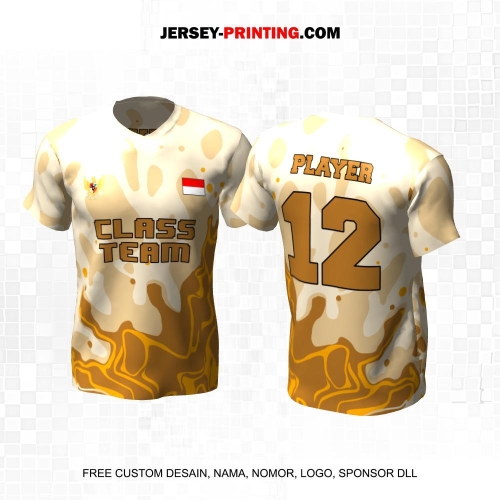 Jersey Kelas Krem Coklat Motif Abstrak 107