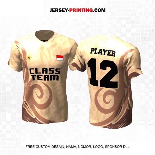 Jersey Kelas Krem Coklat Motif Batik 47