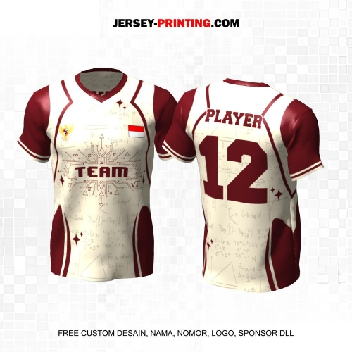 Jersey Kelas Krem Maroon Motif Rumus Matematika 211
