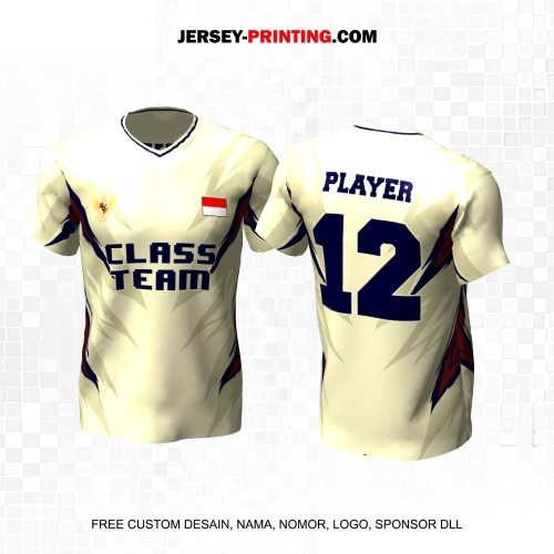 Jersey Kelas Krem Navy Maroon Motif Abstrak 116