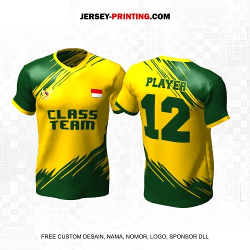 Jersey Kelas Kuning Hijau Motif Abstrak Brush 26