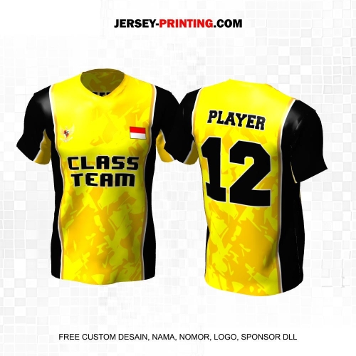 Jersey Kelas Kuning Hitam Motif Abstrak 93