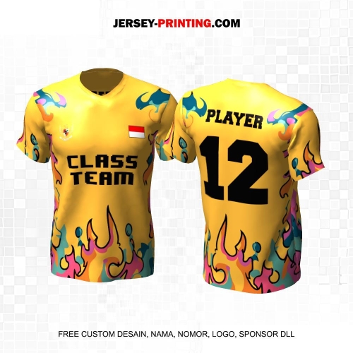 Jersey Kelas Kuning Pink Hijau Motif Abstrak 90