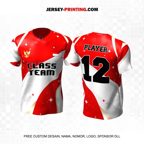 Jersey Kelas Merah Putih Motif Abstrak 191