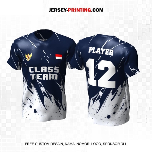 Jersey Kelas Navy Putih Motif Abstrak 123