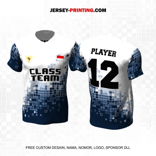 Jersey Kelas Navy Putih Motif Square 34