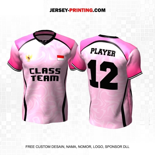 Jersey Kelas Pink Hitam Motif Liquid 122