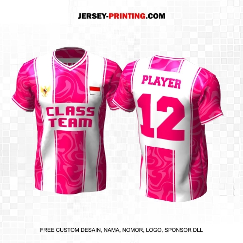 Jersey Kelas Pink Putih Motif Liquid 121