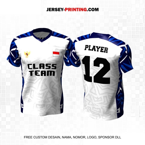 Jersey Kelas Putih Abu Biru Motif Abstrak 146