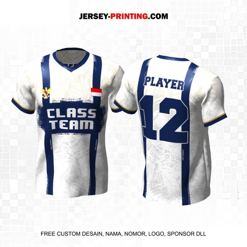 Jersey Kelas Putih Abu Biru Motif Abstrak 156