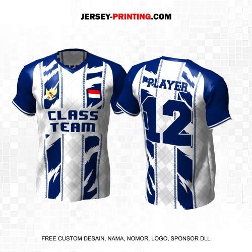 Jersey Kelas Putih Abu Biru Motif Geometris 89