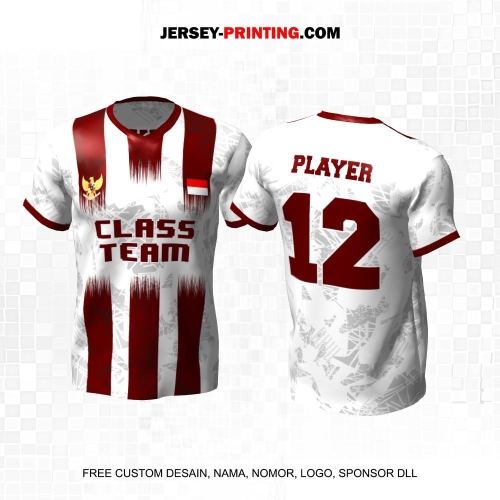Jersey Kelas Putih Abu Maroon Motif Abstrak 101