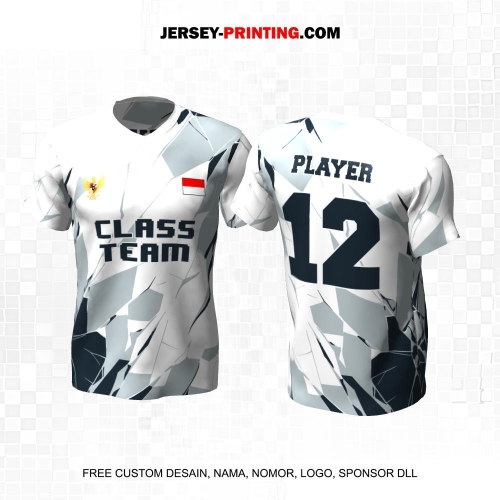 Jersey Kelas Putih Abu Navy Motif Abstrak 119
